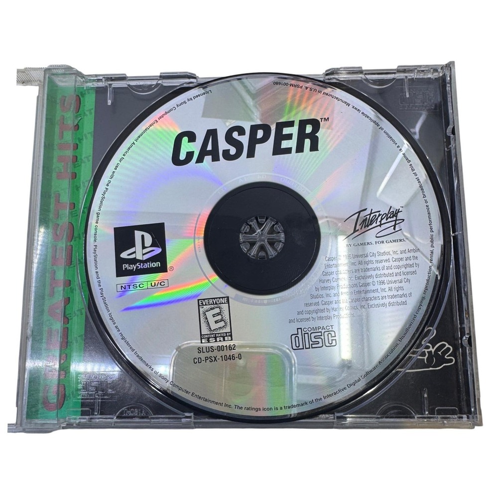 Casper Sony PlayStation 1 PS1 Greatest Hits‎ Interplay SLUS-00162 Disc & Case